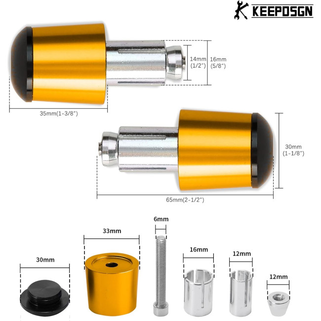 Алюмінієві заглушки керма мотоцикла KEEPDSGN FBA-EUYDEUJME168, золотистий (4063)