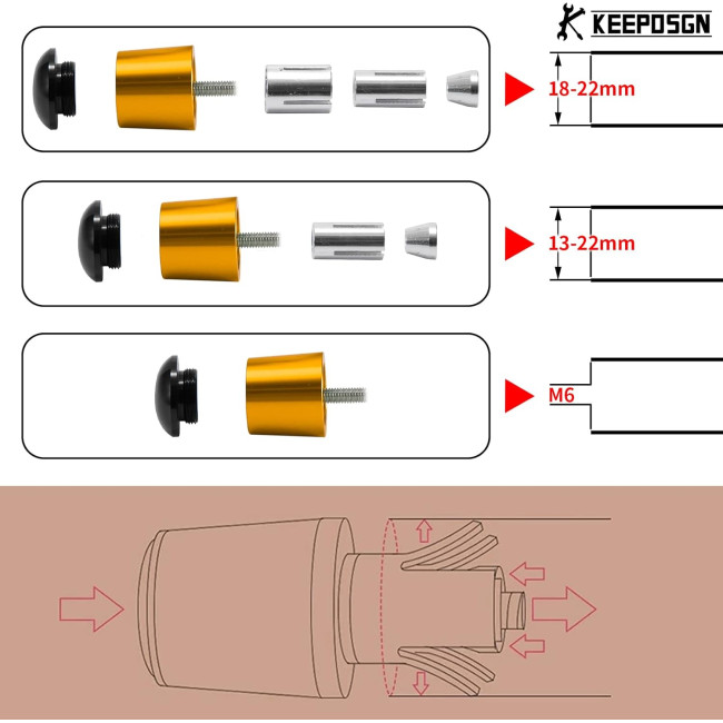 Алюмінієві заглушки керма мотоцикла KEEPDSGN FBA-EUYDEUJME168, золотистий (4063)
