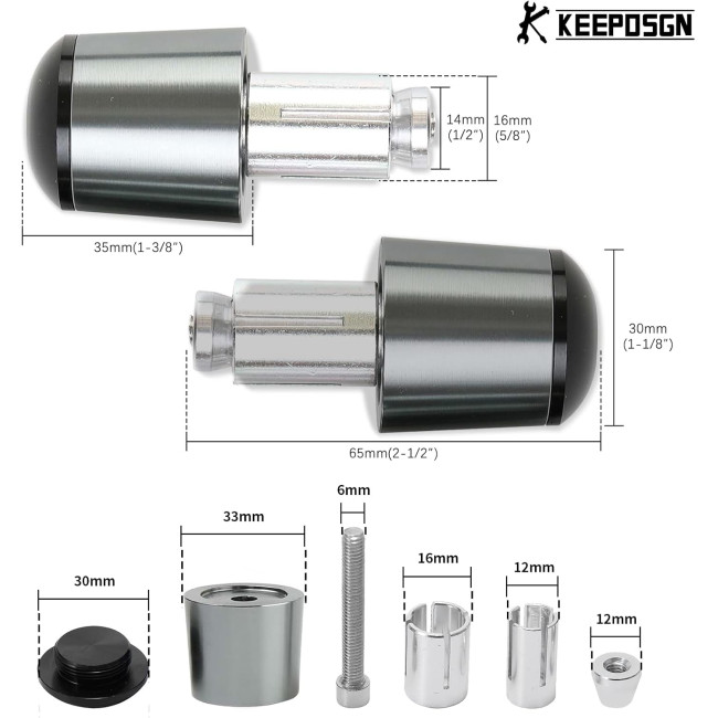 Алюмінієві заглушки керма мотоцикла KEEPDSGN FBA-EUYDEUJME169, титановий (4064)