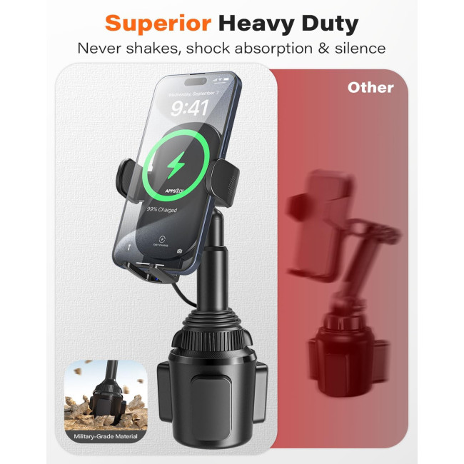 Автомобільний тримач для  телефону APPS2Car H9-C04 з функцією заряджання, чорний (3026)