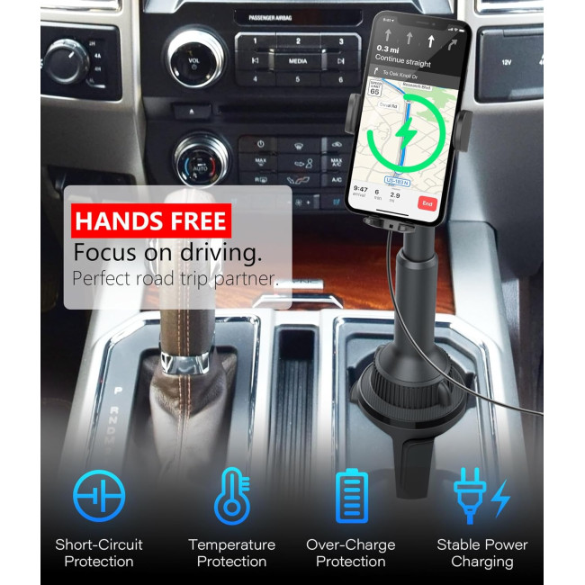 Автомобільний тримач для  телефону APPS2Car H9-C04 з функцією заряджання, чорний (3026)
