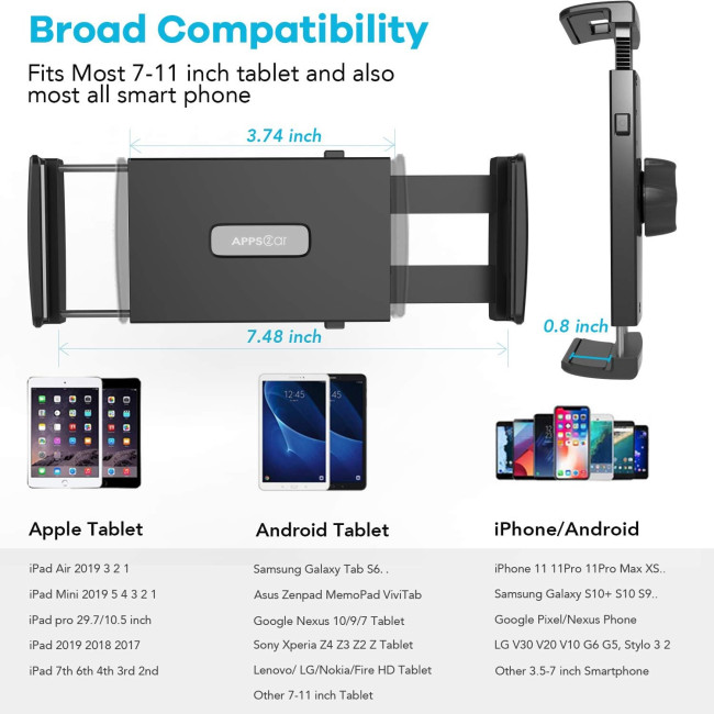 Автомобільний тримач для телефону APPS2Car KWSS277, присоска 360° (3028)