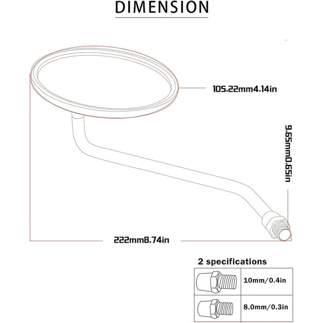 Бічне дзеркало WALKFB, універсальне (2172)
