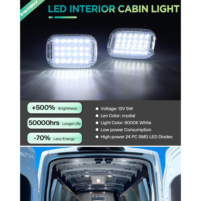 Білі світлодіодні плафони PWOBVZ для салону, купольної підсвітки для Ford Transit (4012)