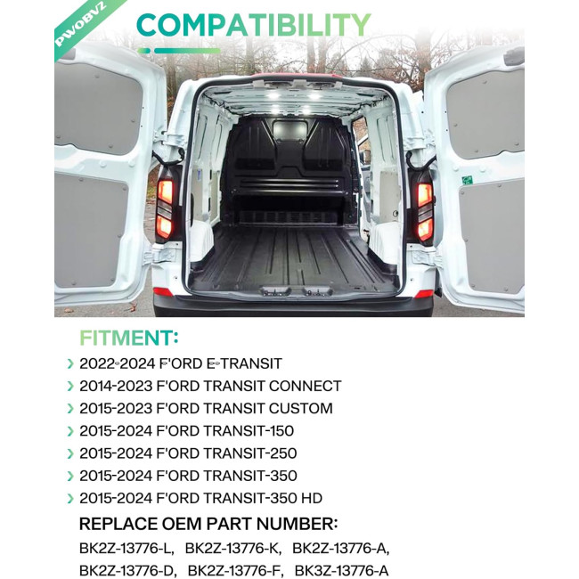 Білі світлодіодні плафони PWOBVZ для салону, купольної підсвітки для Ford Transit (4012)