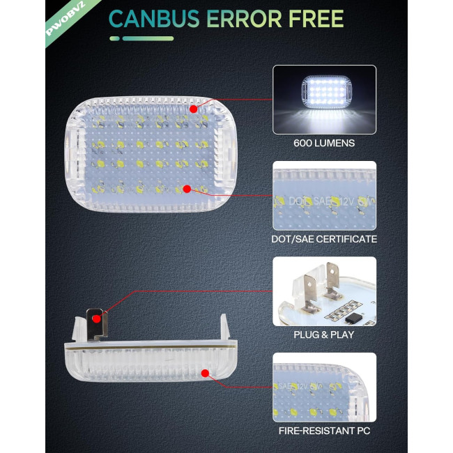Білі світлодіодні плафони PWOBVZ для салону, купольної підсвітки для Ford Transit (4012)