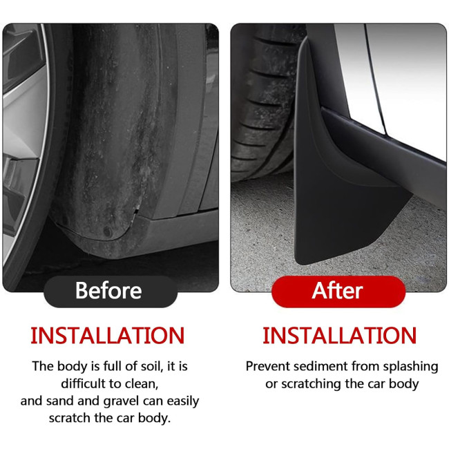 Бризковики Ywooon ‎YW-TSL-MudFlaps-M3-Highland для Tesla Model 3, чорні (4066)