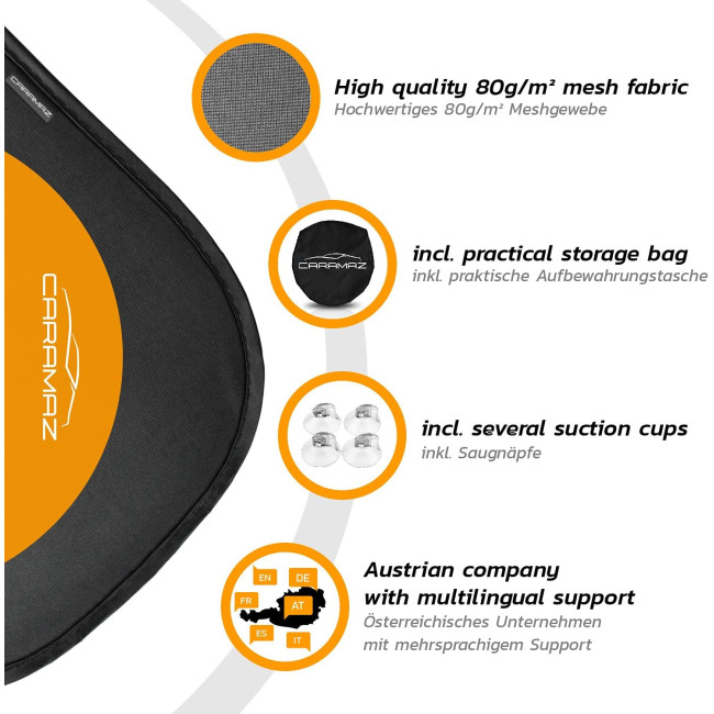 Детский автомобильный солнцезащитный тент CARAMAZ Animal_cups с защитой от солнца 48 x 30 см с присоской (2144)