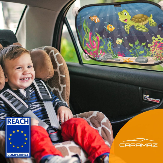 Детский автомобильный солнцезащитный тент CARAMAZ IE-Caramaz_Cups с защитой от солнца 48 x 30 см с присоской (2142)