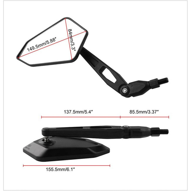 Дзеркало заднього виду UBAKWE для мотоцикла, чорне (4038)