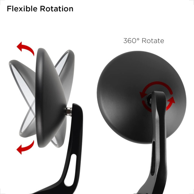 Evermotor Дзеркало заднього виду для мотоцикла, 360°, сумісне з кермом 22 мм, чорне (5021)