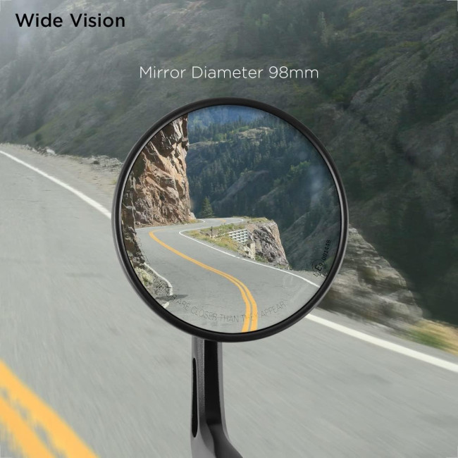 Evermotor Дзеркало заднього виду для мотоцикла, 360°, сумісне з кермом 22 мм, чорне (5021)