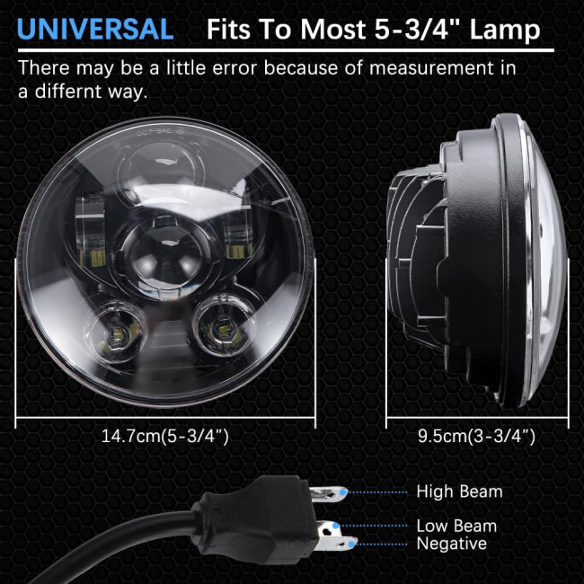 Фара для мотоцикла DREAMIZER WFMEUJLL290, 5,75-дюймовая, 45 Вт, черная (4029)