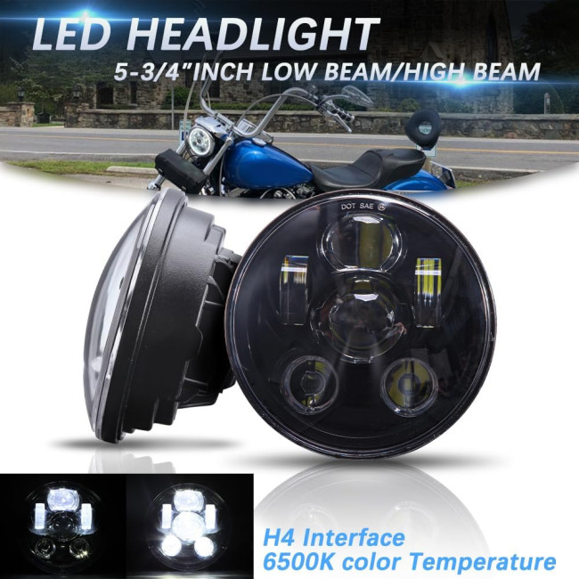 Фара для мотоцикла DREAMIZER WFMEUJLL290, 5,75-дюймовая, 45 Вт, черная (4029)