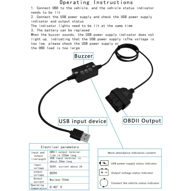 Кабель аварійного живлення ZKTOOL ZKEU038 для автомобільного ЕБУ (4144)