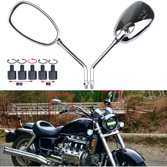 Хромоване дзеркало заднього виду BREDUXSER ‎JRTEU508 на кермі мотоцикла M10 M8 (2170)