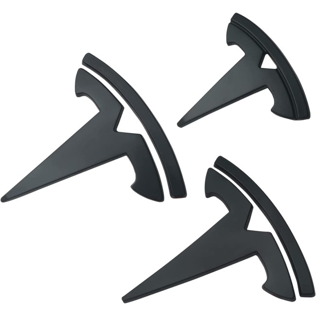 Комплект наклеек GLIART с логотипом Tesla для Model 3, матово-черные 3шт (3016)