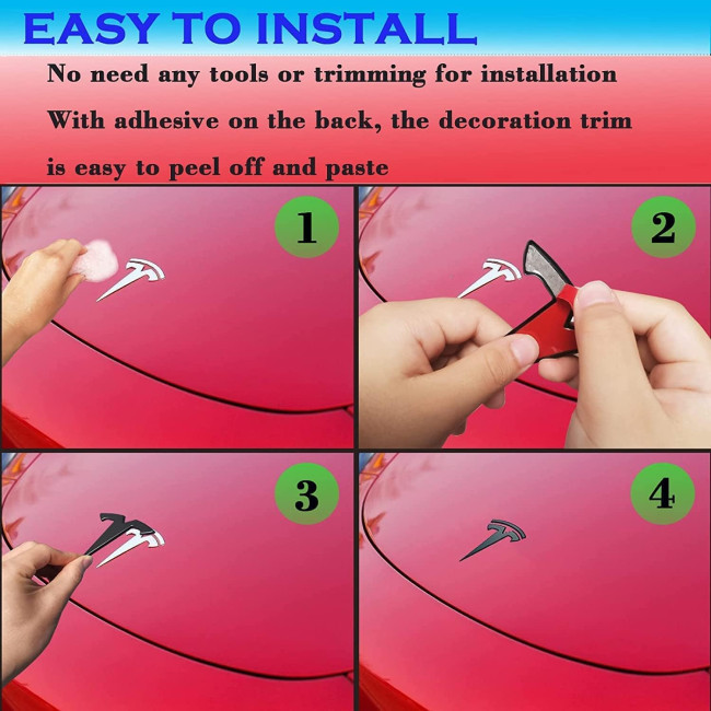 Комплект наклеек GLIART с логотипом Tesla для Model 3, матово-черные 3шт (3016)