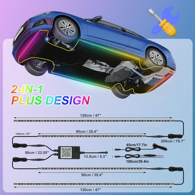 Комплект підсвічування Kairiyard HY-Underglow-02 Dream Color Chasing для автомобіля, 4шт (3185)