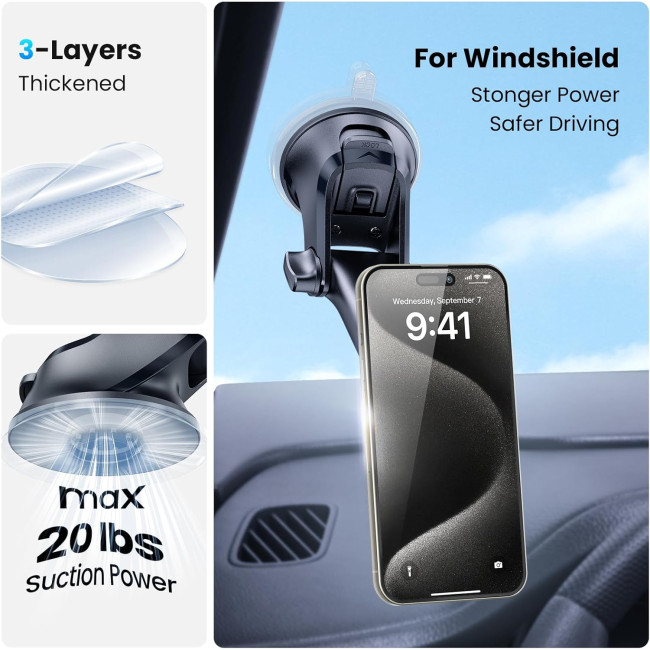 Магнітне кріплення для телефону APPS2Car M02 Pro-S02 для автомобіля, чорно-червоний (3021)