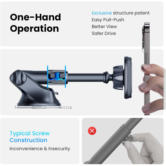 Магнітне кріплення для телефону APPS2Car M02 Pro-S02 для автомобіля, чорно-червоний (3021)