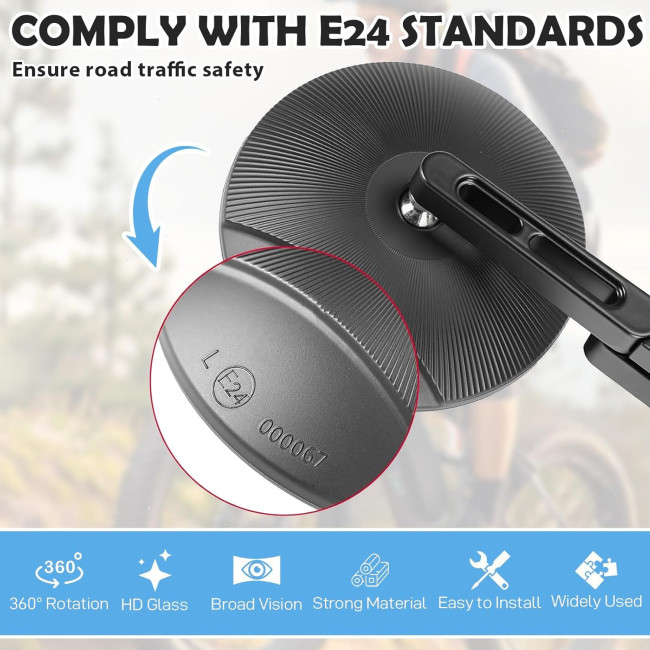 MeYuxg комплект із 2 круглих дзеркал MYX-HSJ2pc-034-BJ20 на торці керма, чорний (5064)