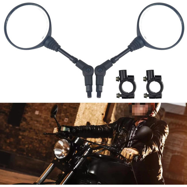 Мотоциклетні складні круглі дзеркала YOUNDERM YD1555001 заднього виду для Honda Suzuki Valkyrie Road V Star, чорні (2168)