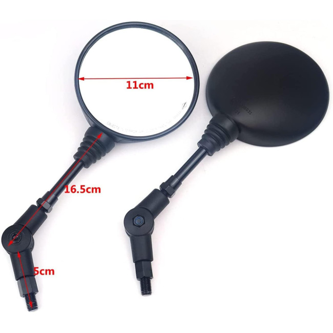 Мотоциклетні складні круглі дзеркала YOUNDERM YD1555001 заднього виду для Honda Suzuki Valkyrie Road V Star, чорні (2168)