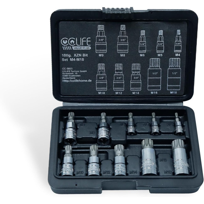 Набір торцевих ключів CCLIFE 5603 10 x XZN Torx M4 - M18, S2 з легованої сталі (0038)