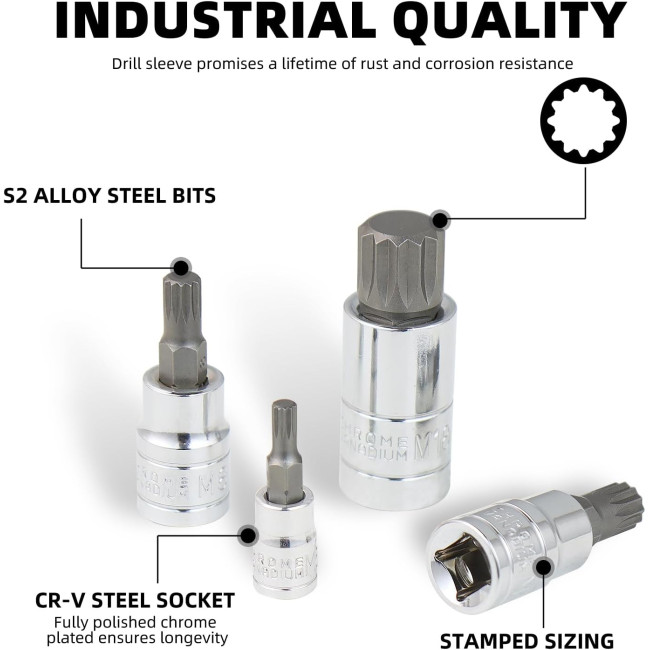 Набір торцевих ключів CCLIFE 5603 10 x XZN Torx M4 - M18, S2 з легованої сталі (0038)