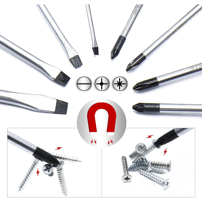 Набір викруток CCLIFE 5009 Набір магнітних викруток із 8 предметів, CR-V викрутки з футляром (0080)