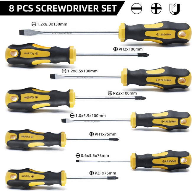 Набір викруток CCLIFE 5009 Набір магнітних викруток із 8 предметів, CR-V викрутки з футляром (0080)