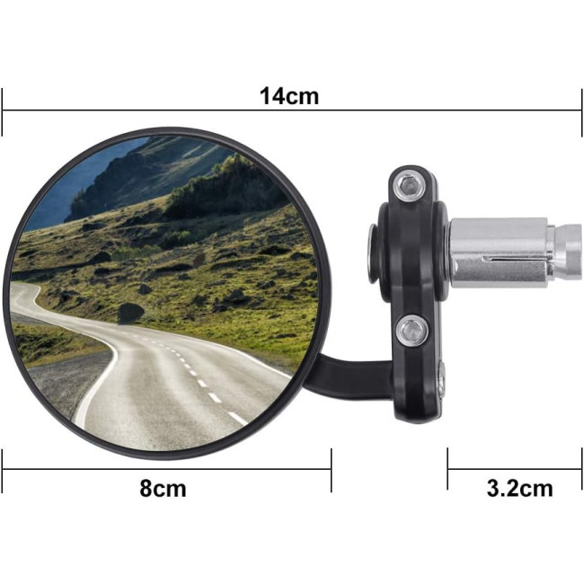 Набір із 2 круглих дзеркал заднього виду LYTIVAGEN ‎L-20201205 на кермо мотоцикла, чорний (4058)