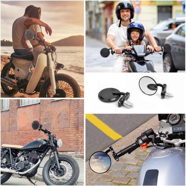 Набір із 2 круглих дзеркал заднього виду LYTIVAGEN ‎L-20201205 на кермо мотоцикла, чорний (4058)