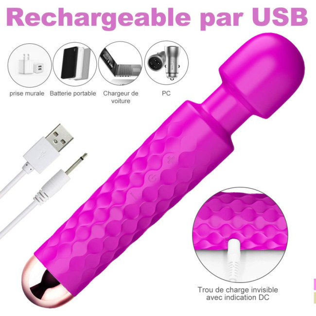 Бездротовий терапевтичний масажер XOPLAY для тіла з 25 режимами фіолетовий (my-6093)