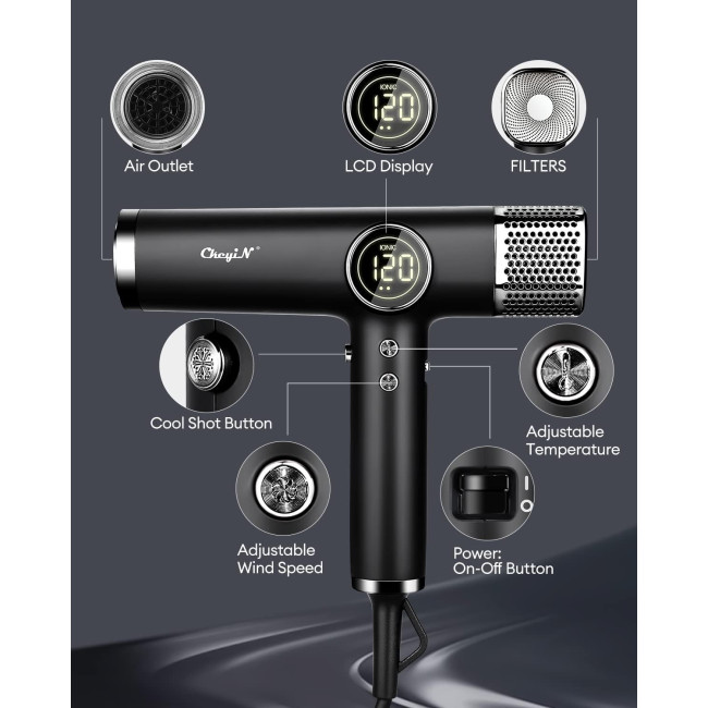 Малошумний фен CkeyiN MRD-3238 (my-2036)