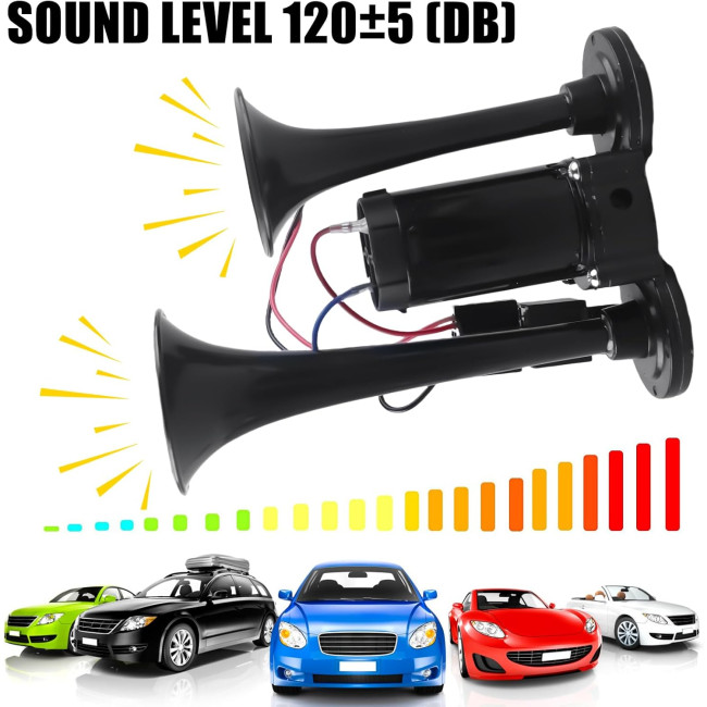 Подвійний трубний пневматичний клаксон GBKDQQ GMT263-laba з компресором для вантажівок (2145)