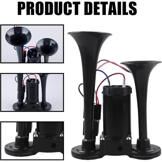 Подвійний трубний пневматичний клаксон GBKDQQ GMT263-laba з компресором для вантажівок (2145)