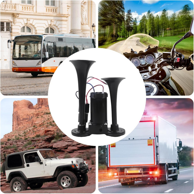 Подвійний трубний пневматичний клаксон GBKDQQ GMT263-laba з компресором для вантажівок (2145)