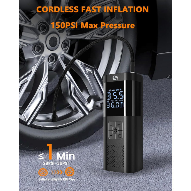 Портативный воздушный компрессор SERVOMASTER SM02 для накачки шин, черный (4128)