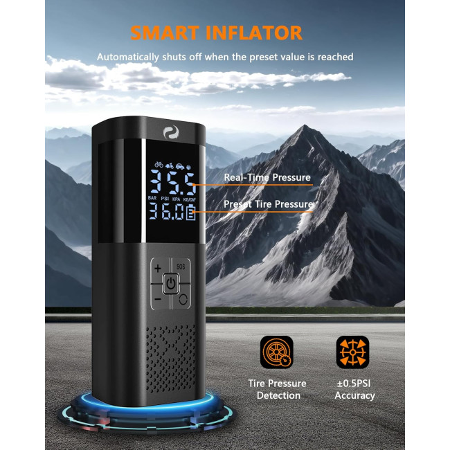 Портативный воздушный компрессор SERVOMASTER SM02 для накачки шин, черный (4128)