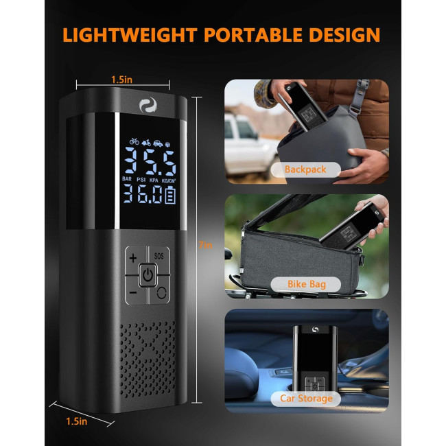 Портативный воздушный компрессор SERVOMASTER SM02 для накачки шин, черный (4128)