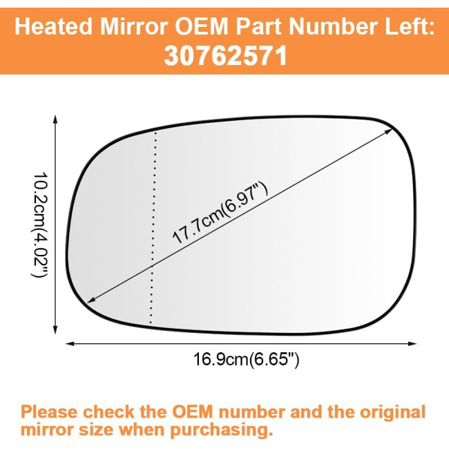Senzeal Захисне скло лівого дзеркала з підігрівом для Volvo, ліве (5080)