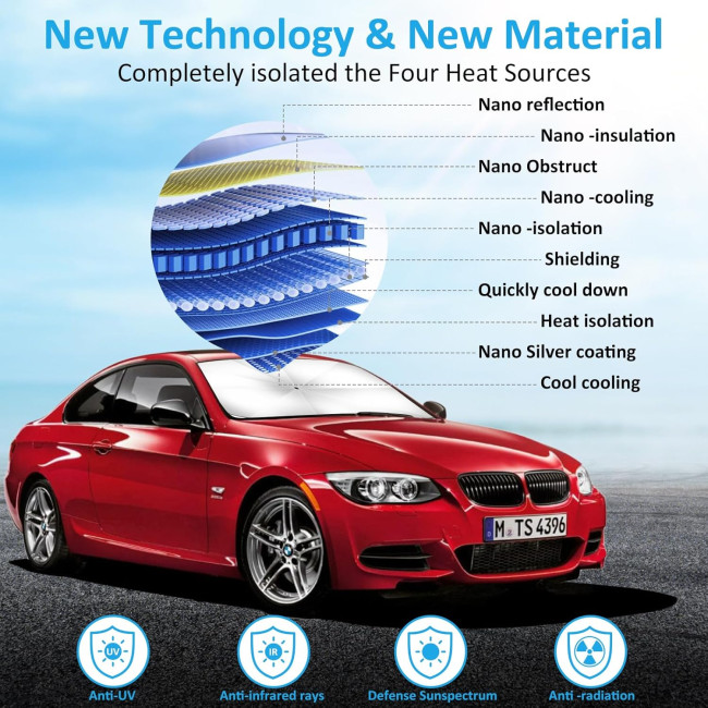 Сонцезахисний козирок Seachrgif для лобового скла автомобіля із захистом від ультрафіолету 145 x 85 см чорний (2147)