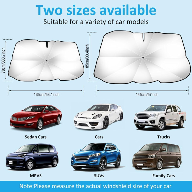 Сонцезахисний козирок Seachrgif для лобового скла автомобіля із захистом від ультрафіолету 145 x 85 см чорний (2147)