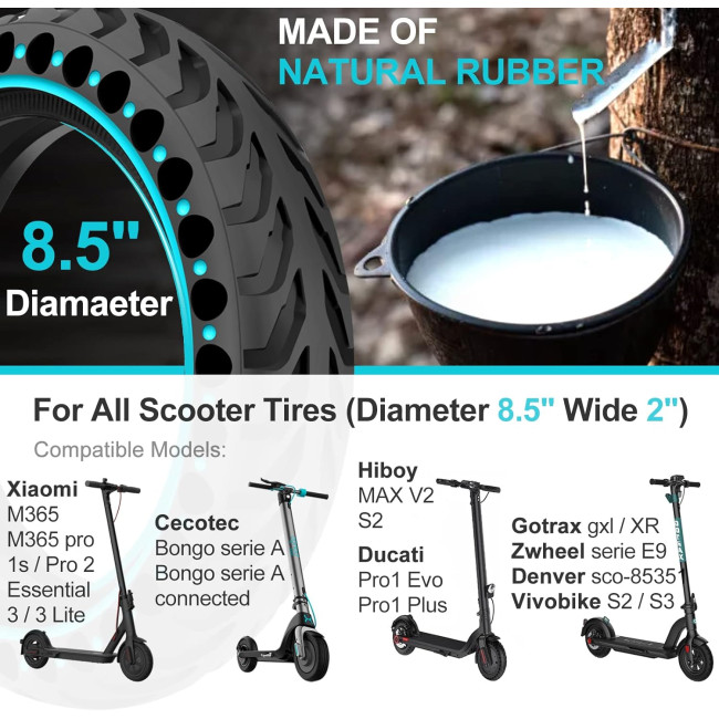 Суцільні шини BANGTING 2 шт. 8,5x2 дюйма для електричного самоката, шина 8 1/2 x2 (3062)