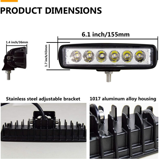 Светодиодные фары Willpower 18 Вт 6-дюймов, белые (4009)