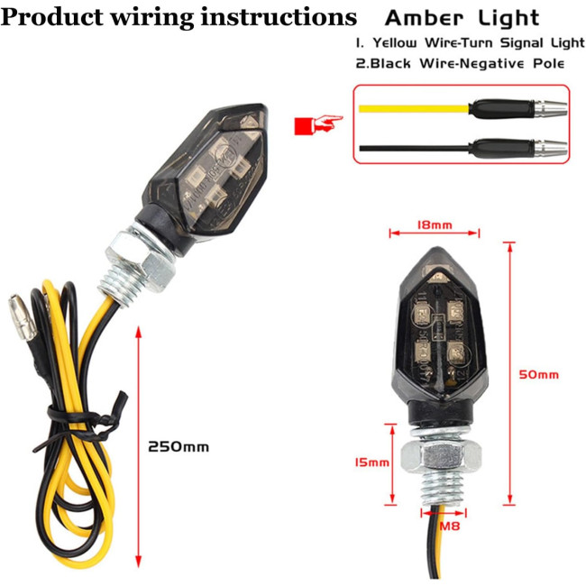 Світлодіодні поворотники YOUNLEN для мотоцикла 12V, 4шт (2185)