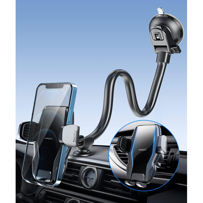 Тримач для мобільного телефону APPS2Car H3S-S1L/AV2S+ для лобового скла, чорний (3029)