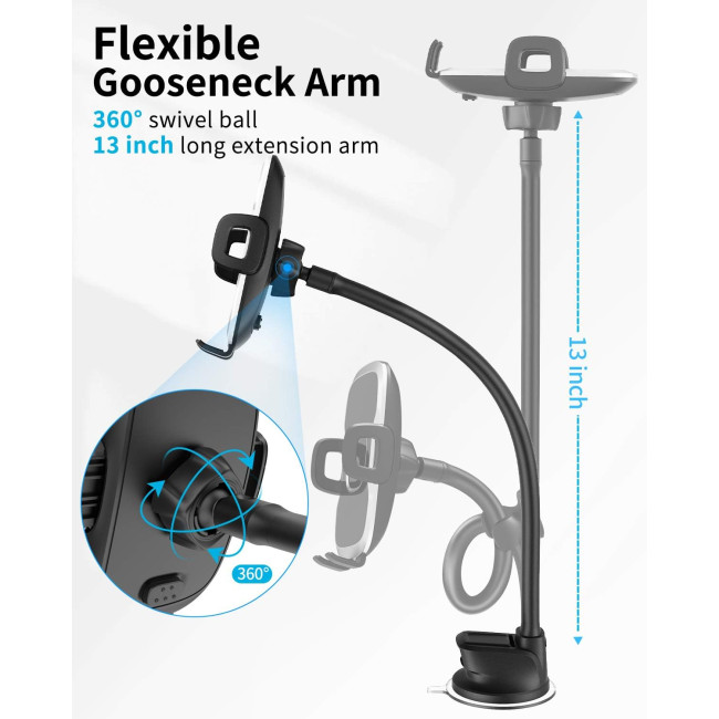 Тримач для телефону APPS2Car на лобове скло, чорний (3030)